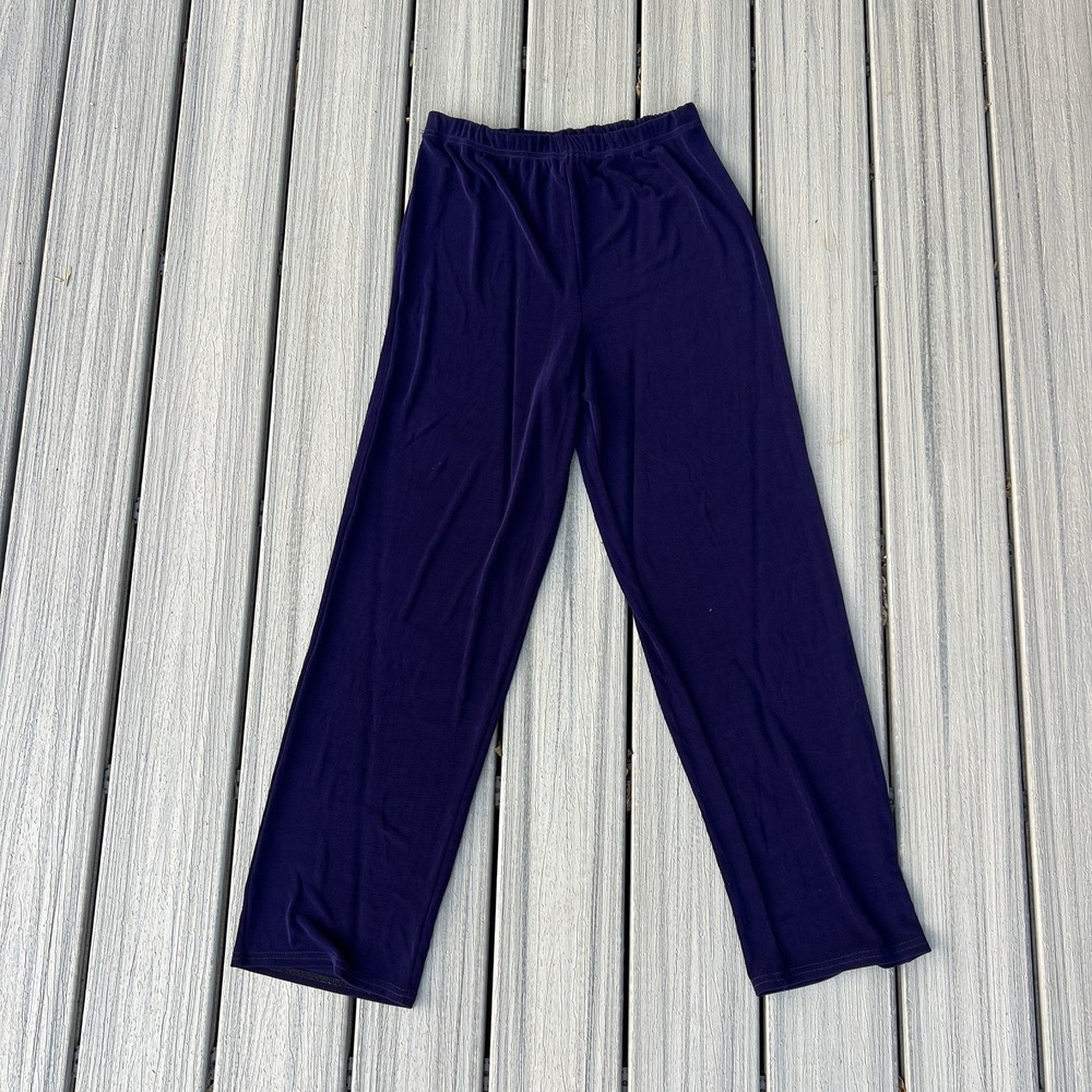 JOSTAR ACETATE Spandex SLINKY Knit DRESS PANTS Royal Blue M Medium Straight Leg - Picture 2 of 11